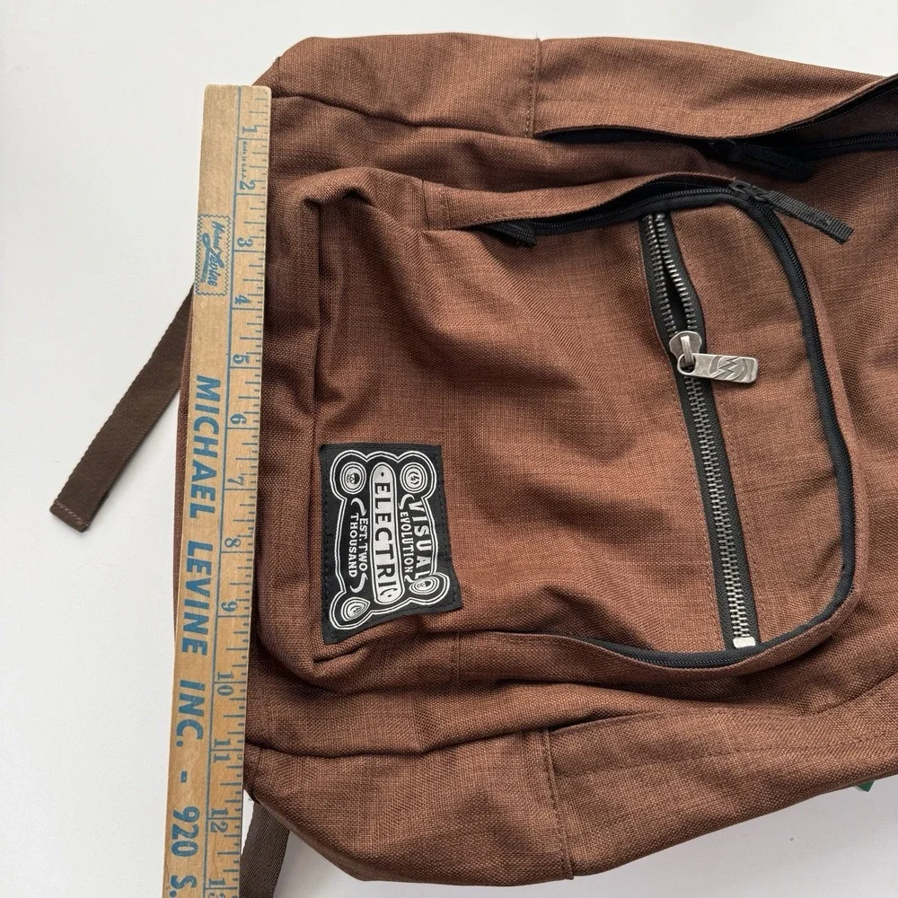 ELECTRIC VISUAL Laptop Padded Backpack Adult Brown 3 Compartments Everyday‎ Bag